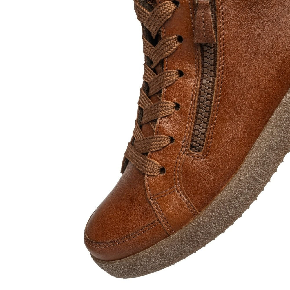 Ara Oslo 12-37908 Cognac Leather Hi-Top Trainer