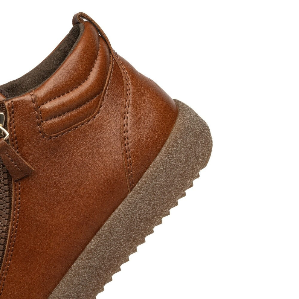 Ara Oslo 12-37908 Cognac Leather Hi-Top Trainer
