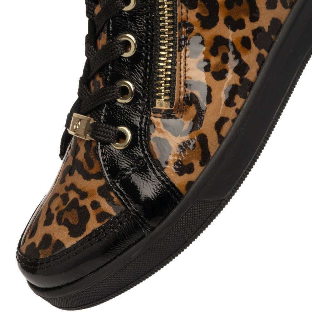 Ara Rom 12-14499 Black Leopard Print Hi-Top Trainer