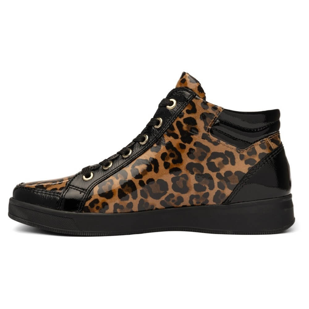 Ara Rom 12-14499 Black Leopard Print Hi-Top Trainer