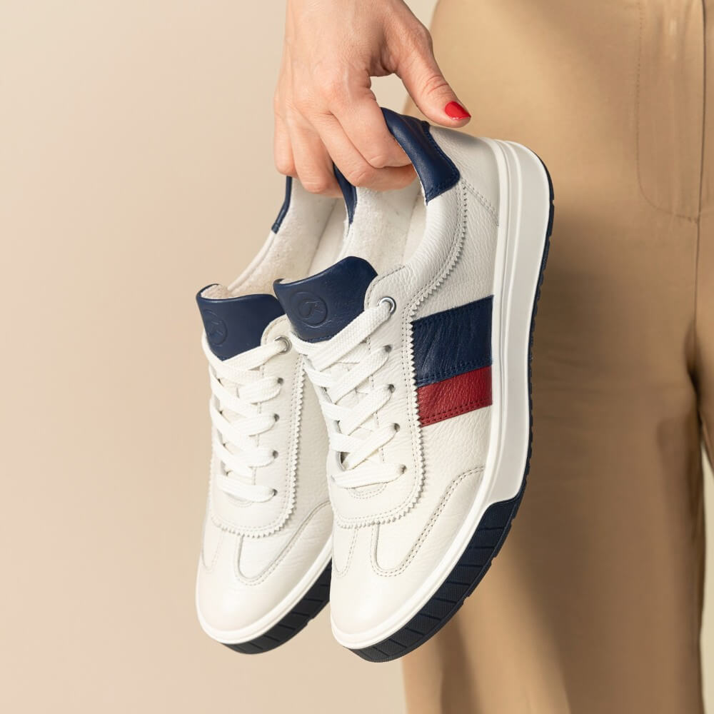 Ara Rom 12-50028 Leather Sneaker Cream Navy