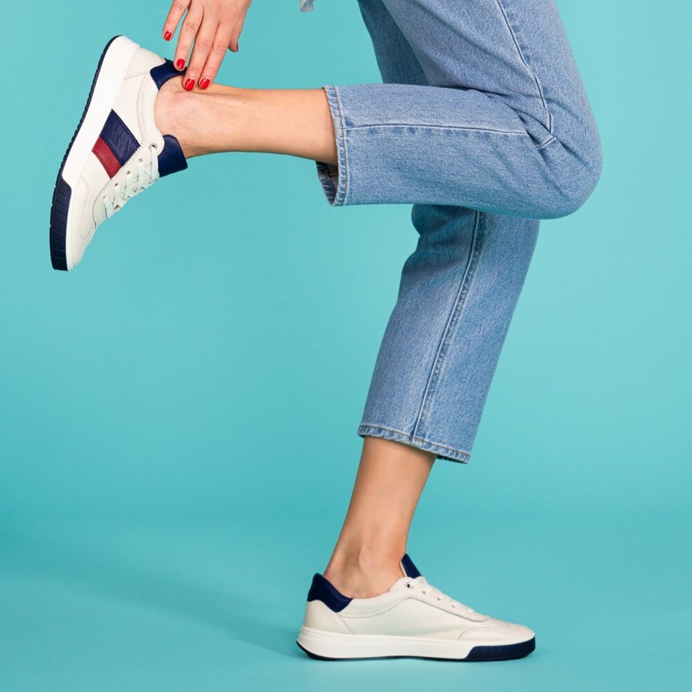 Ara Rom 12-50028 Leather Sneaker Cream Navy