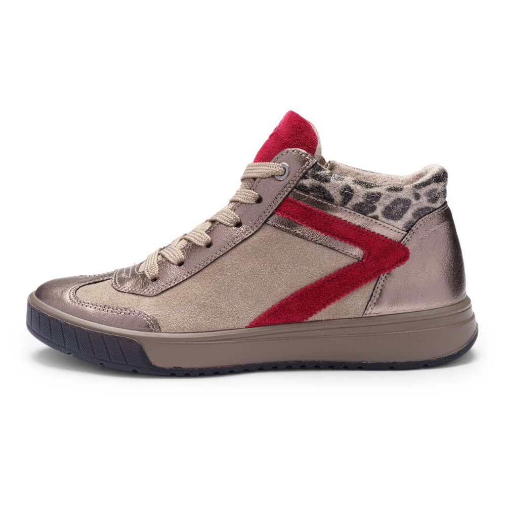 Sneaker with red accent on a white background Ara Rom 2.0 Hi-Top 12-50022-CACHEMIRE