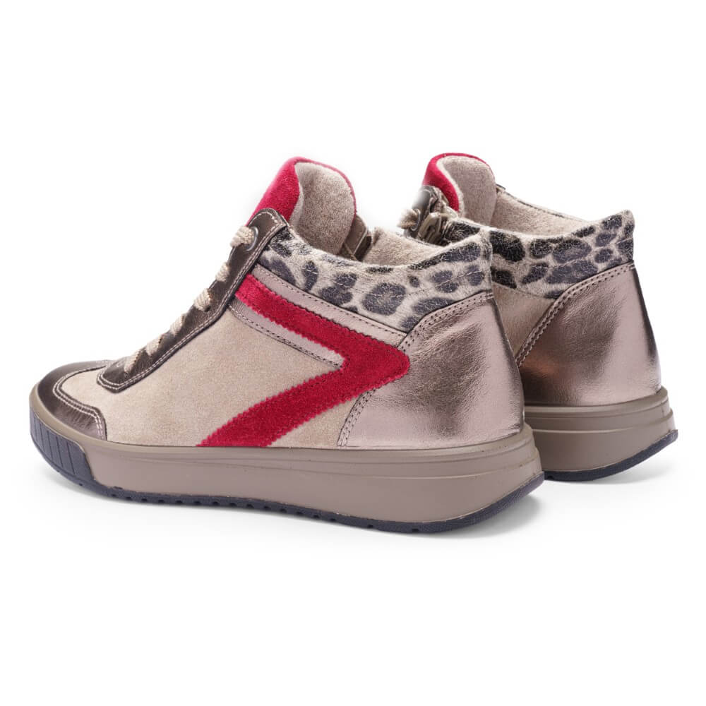 Sneaker with red accent on a white background Ara Rom 2.0 Hi-Top 12-50022-CACHEMIRE