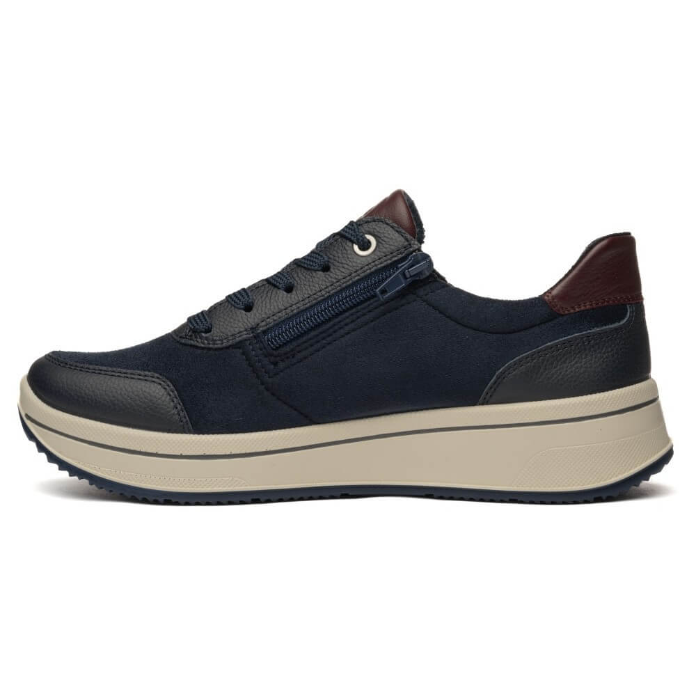 Ara Sapporo 12-27553 Navy Leather Laced Trainer