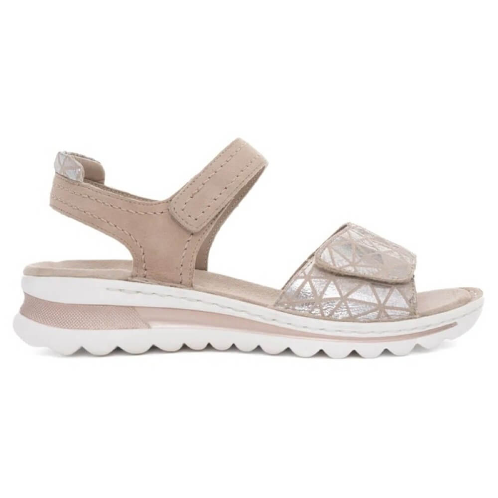 ara Beige sandal with white sole on a white background