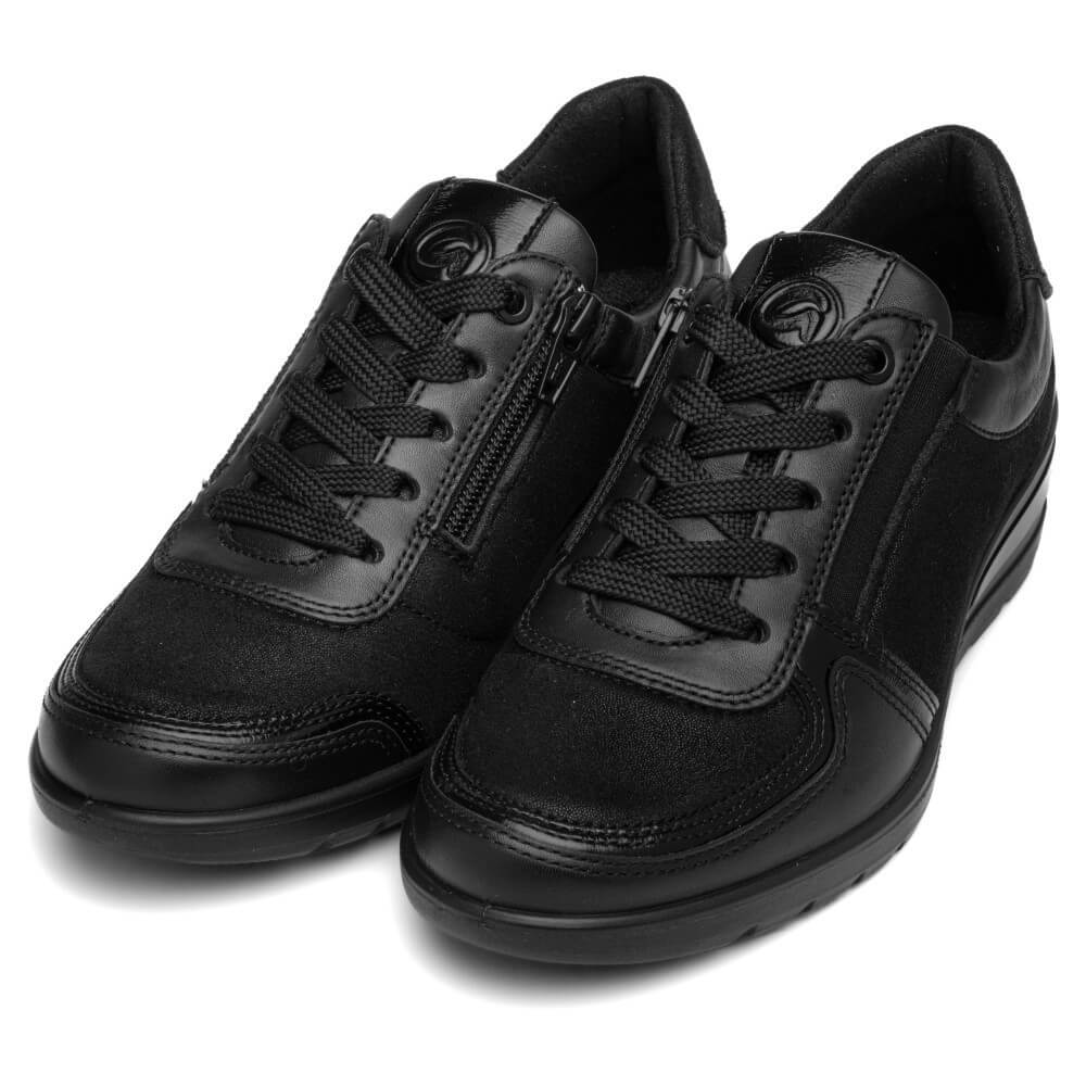 Pair of black ara sneakers on a white background