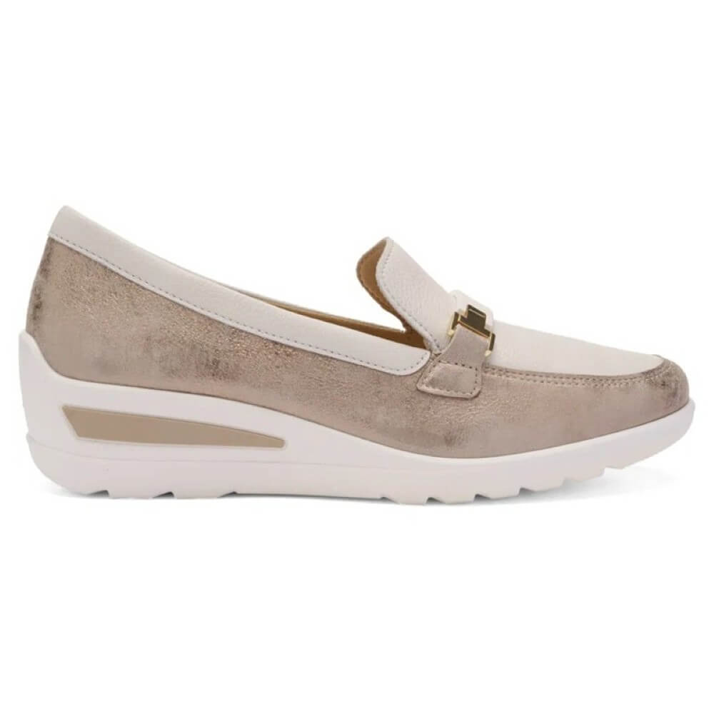 Beige loafer shoe on a white background