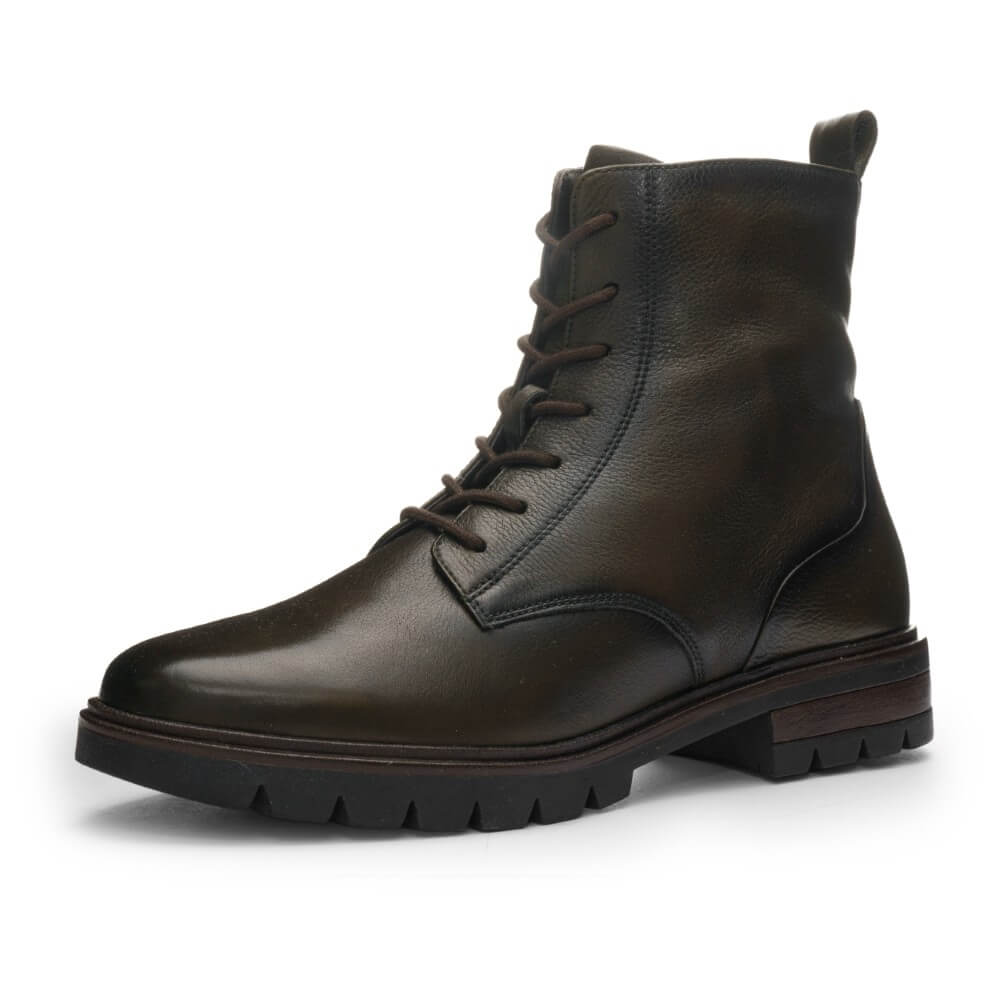 Dark Green leather boot on a white background Ara Cambridge Laced Leather Ankle Boots 12-11260 Forrest Green
