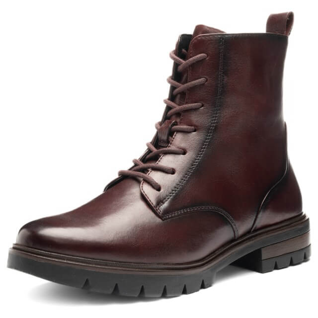Wine  leather boot with laces on a white background Ara Cambridge Laced Leather Ankle Boots 12-11260 Wine