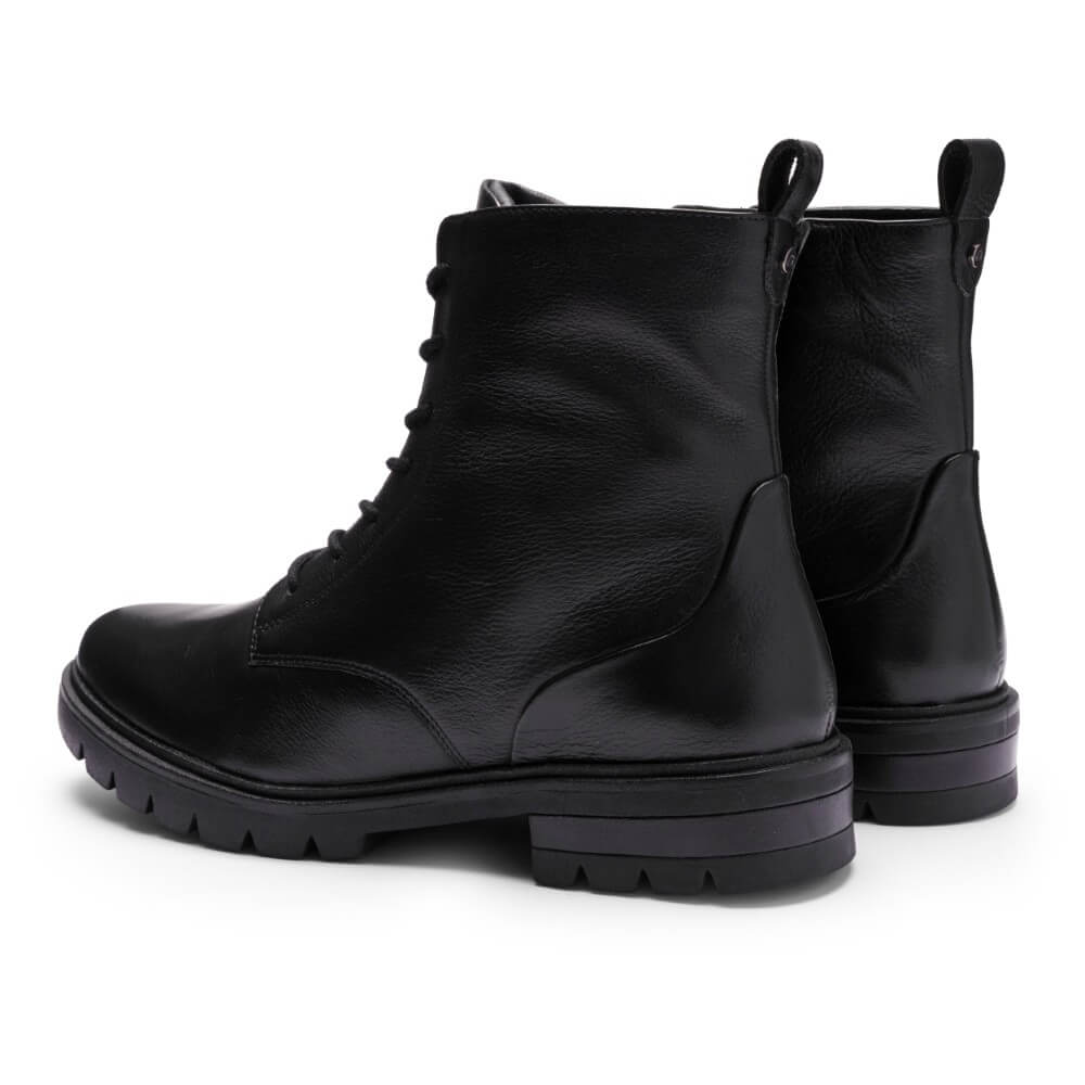 Pair of black leather boots on a white background Ara Cambridge Leather Laced Ankle Boots 12-11260 Black