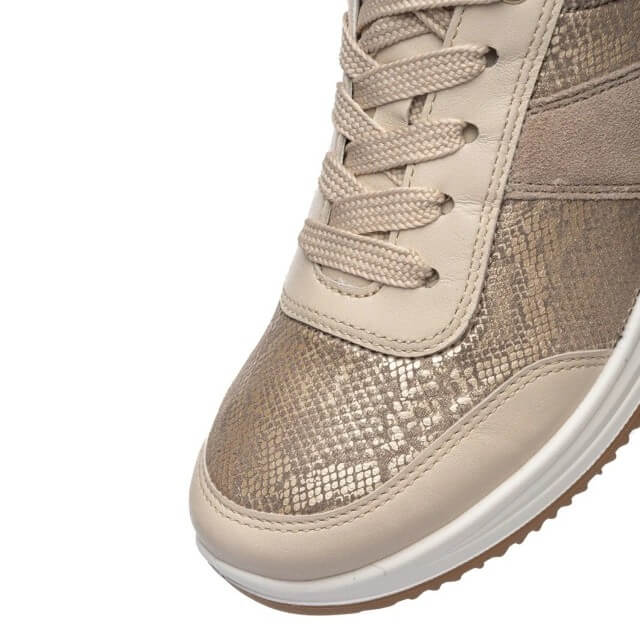 Ara Osaka 12-25532 Stretch Leather H-Fit Trainers  Beige Cashmere