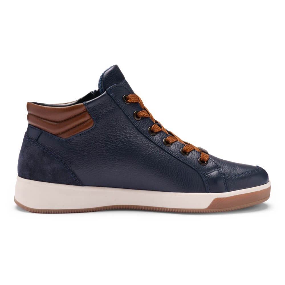 Ara Rom Leather Ankle Boot 12-24499 Navy Brown