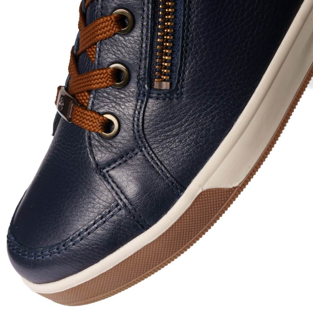 Ara Rom Leather Ankle Boot 12-24499 Navy Brown