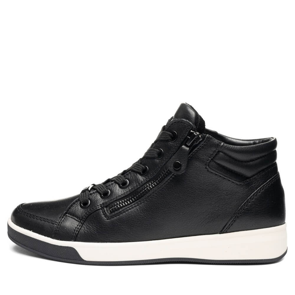 Ara Rom Leather Hi-top 12-44499 -BLACK