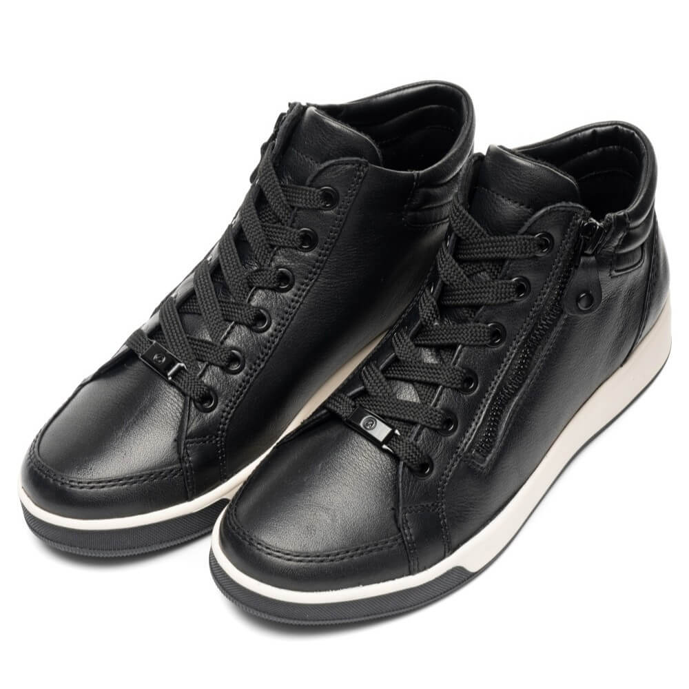 Ara Rom Leather Hi-top 12-44499 -BLACK
