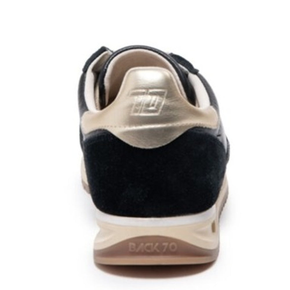 Back 70 Jogger Black Leather Retro Trainer