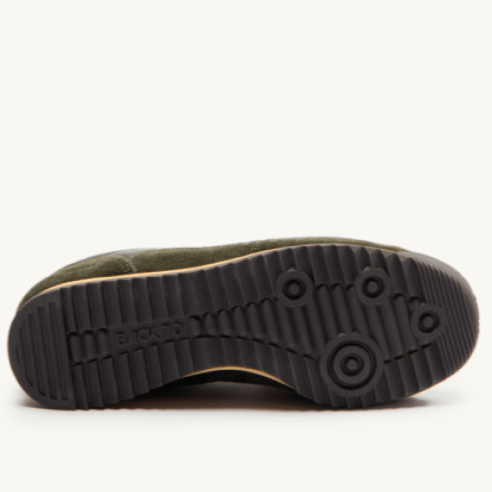 Back 70 Jogger Trainer Spongy Nappa Forest Green and Gold Leather