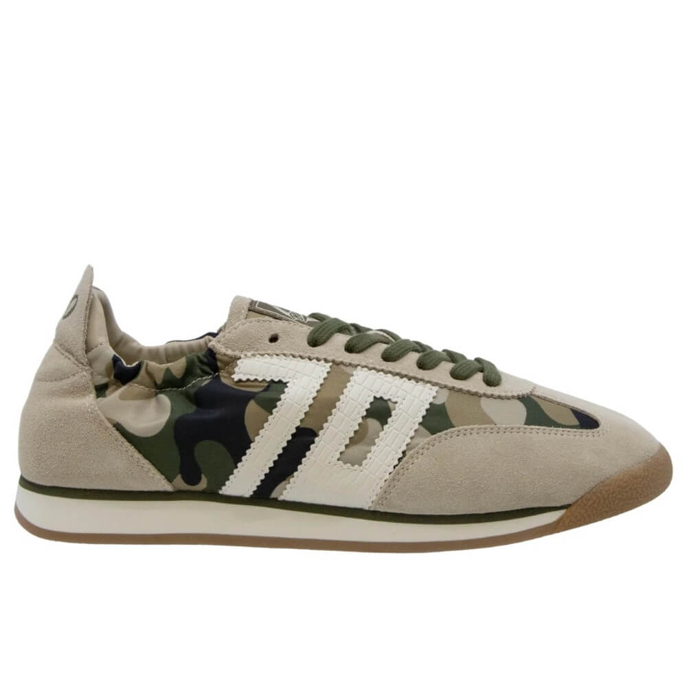 Back 70 Camouflage sneaker with a brand logo on a white background