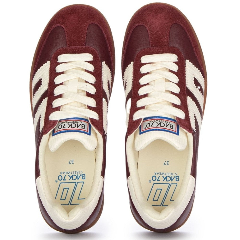 Wine and white sneaker with visible branding on a white background Back 70 Cloud N26 Retro Sneakers Burgundy