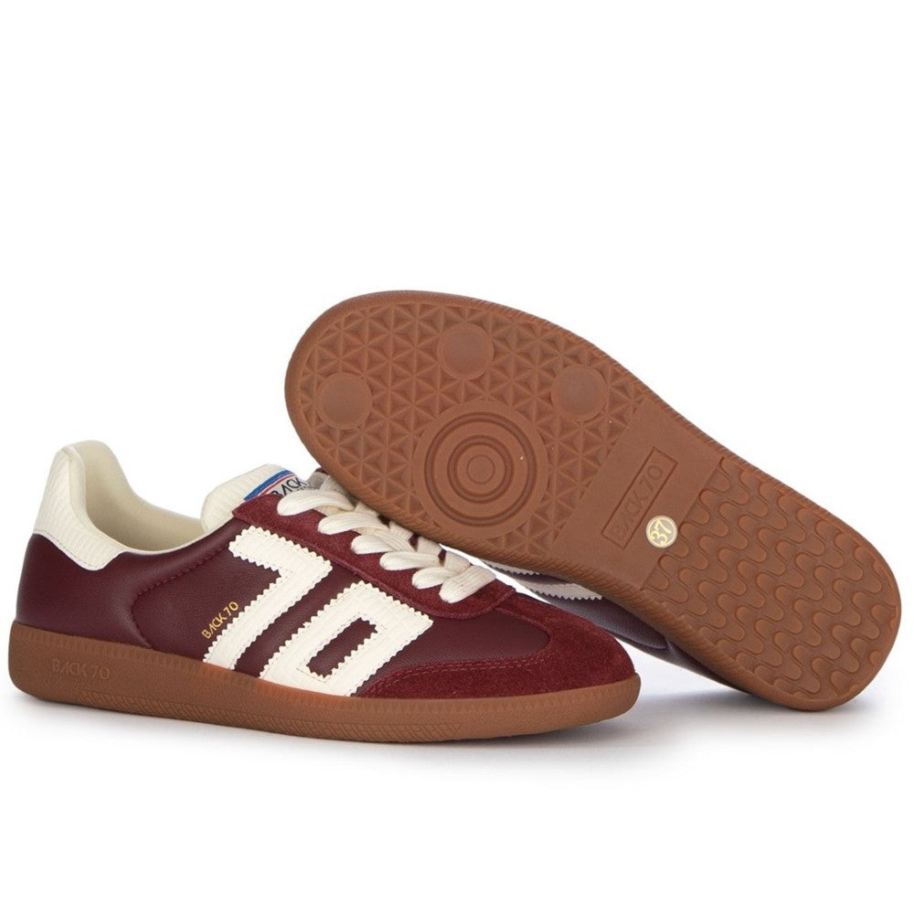 Wine and white sneaker with visible branding on a white background Back 70 Cloud N26 Retro Sneakers Burgundy