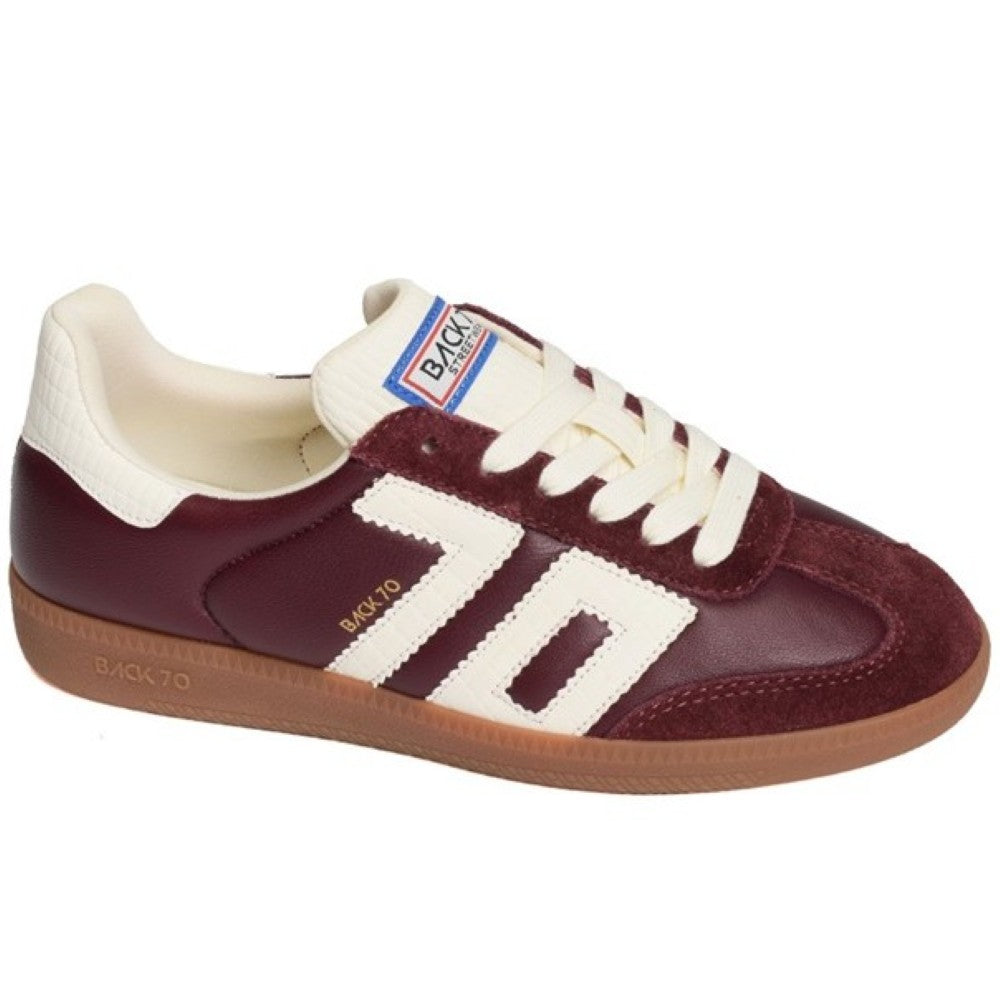 Wine and white sneaker with visible branding on a white background Back 70 Cloud N26 Retro Sneakers Burgundy