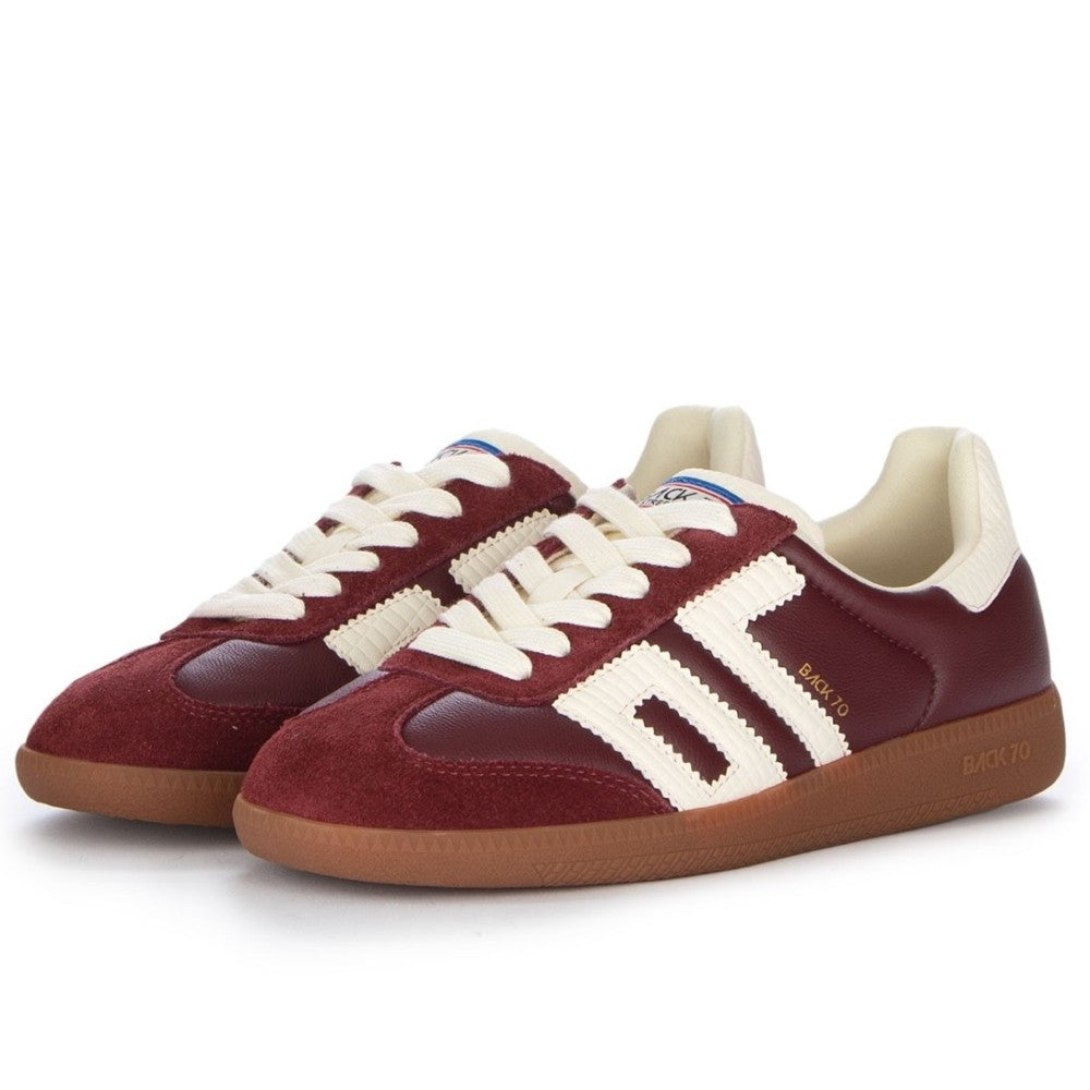 Wine and white sneaker with visible branding on a white background Back 70 Cloud N26 Retro Sneakers Burgundy