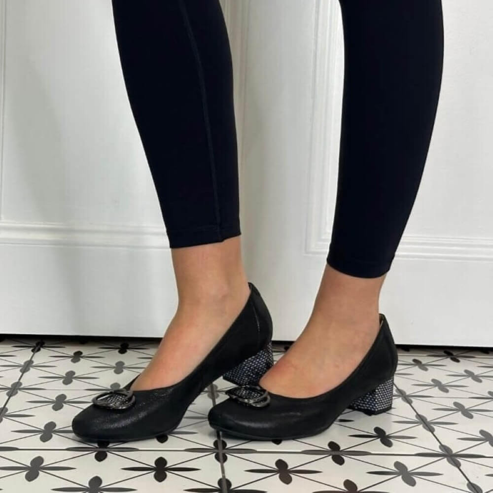 Bioeco 6415 Court shoe H Fit -BLACK COMBI colour 2677+1735+1290