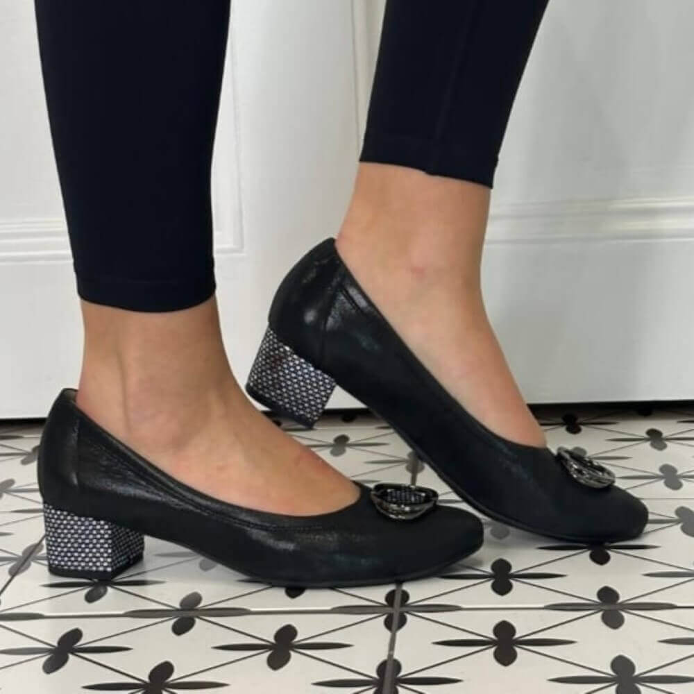 Bioeco 6415 Court shoe H Fit -BLACK COMBI colour 2677+1735+1290