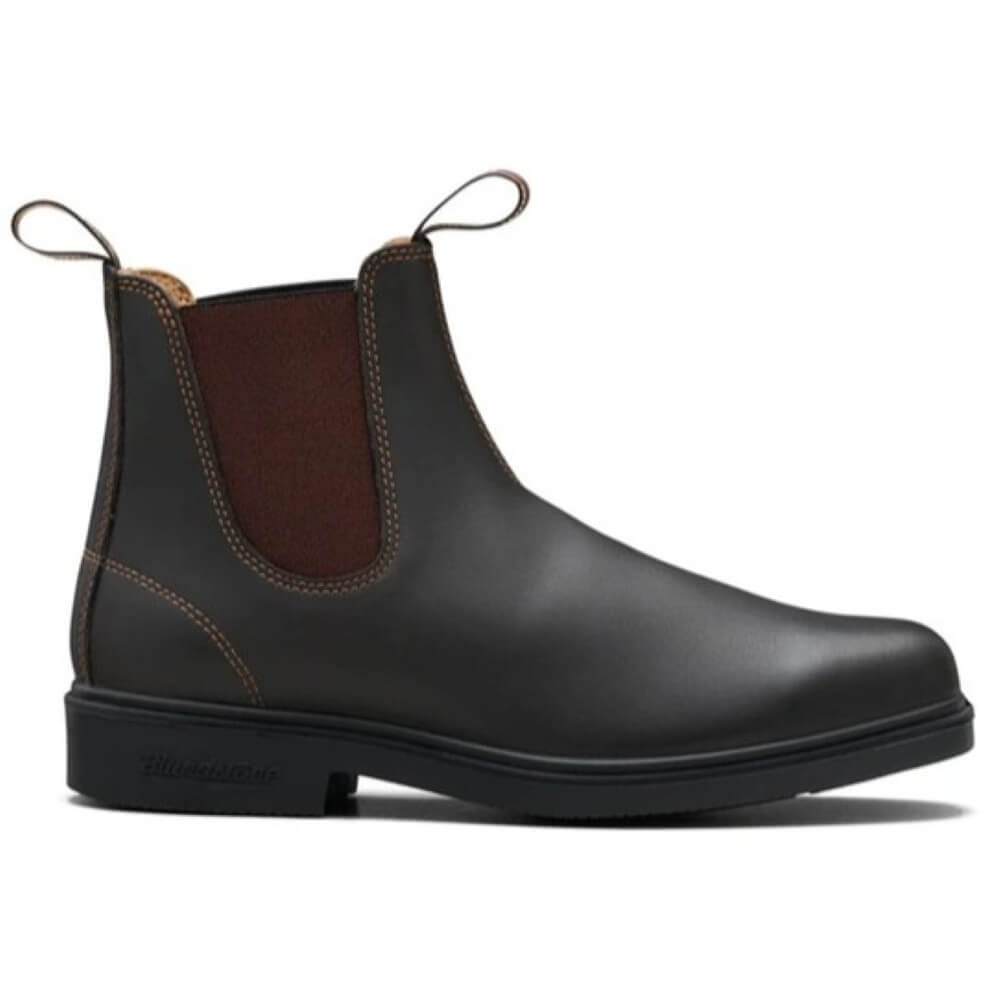 Brown Chelsea boot with brown inner lining on a white background