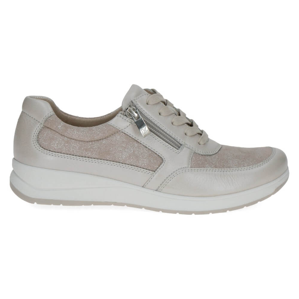 Caprice Beige sneaker with a zipper on a white background