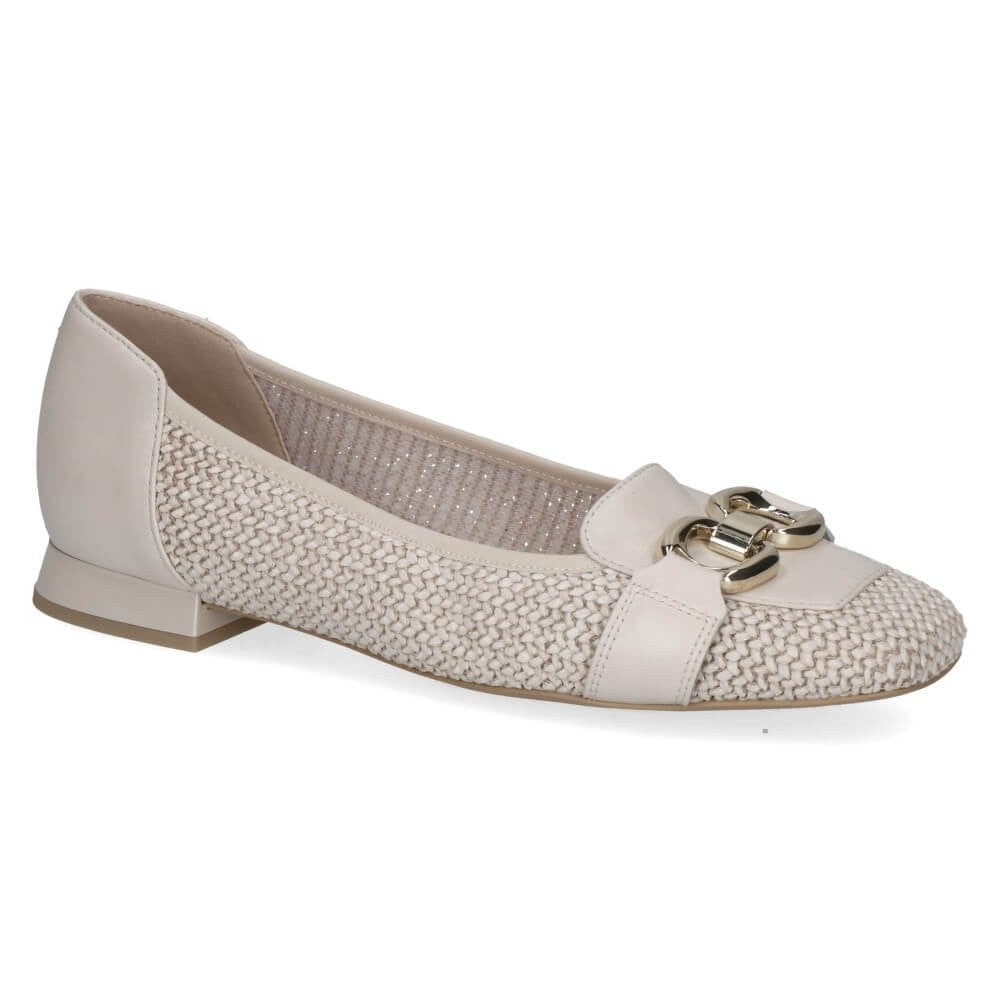 Caprice cream Ballerina Shoe  with gold trim