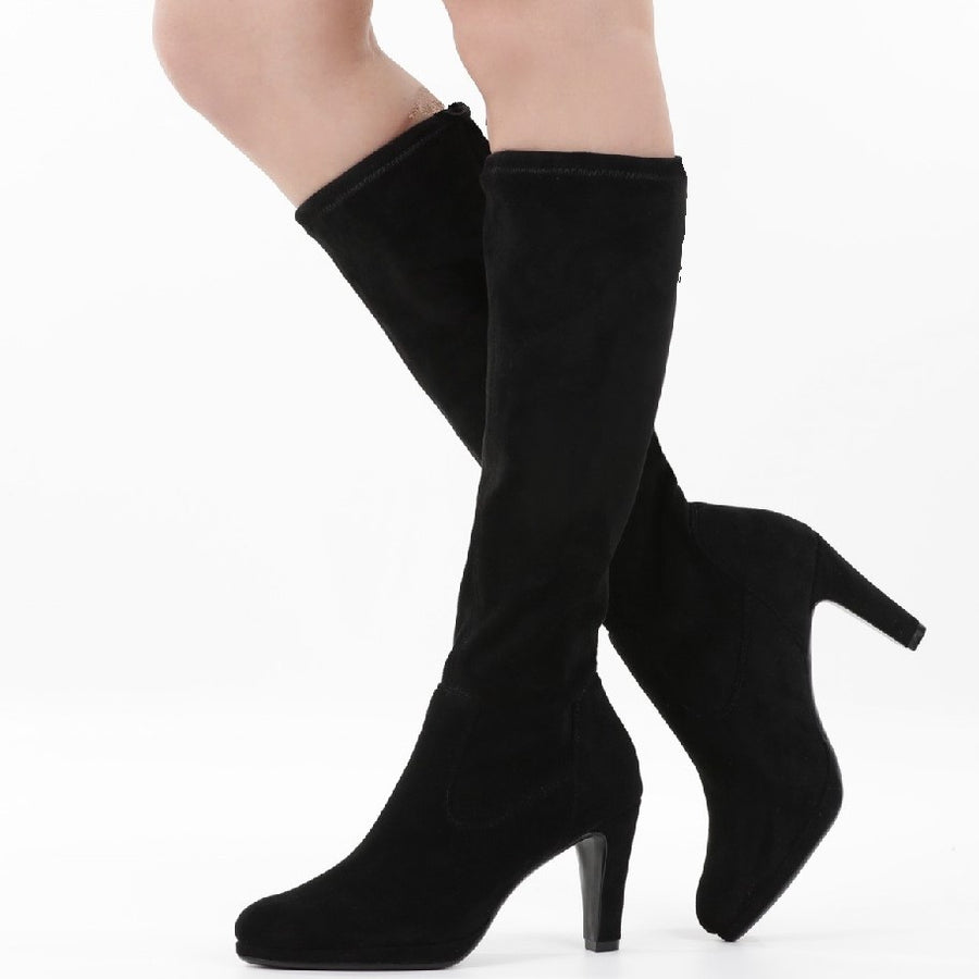 Caprice 9-25524 Pointed Toe Stretch Knee High-BLACK