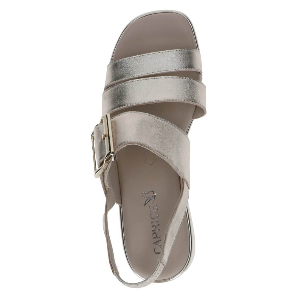 Caprice Gold sandal with a buckle on a white background