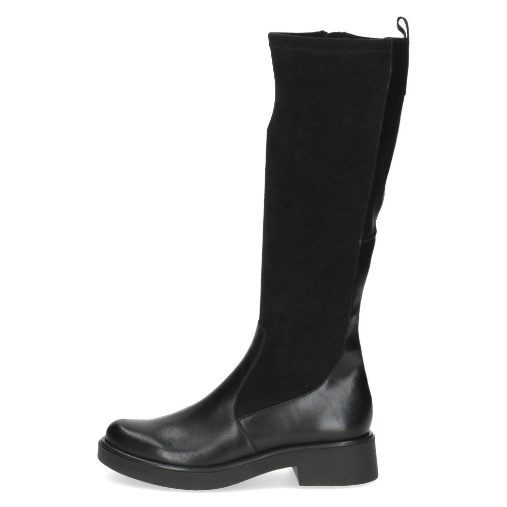 Black knee-high boot on a white background Caprice Knee High Leather Boots 9-26505
