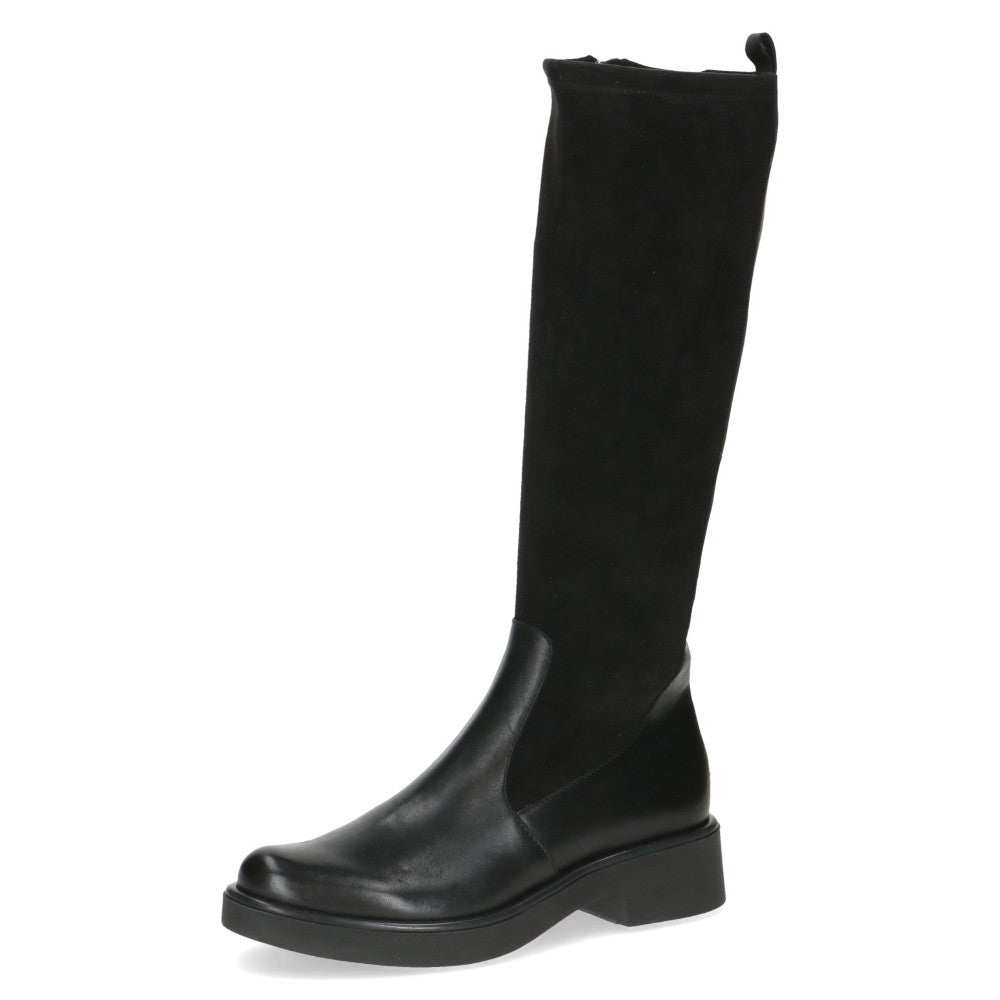 Black knee-high boot on a white background Caprice Knee High Leather Boots 9-26505