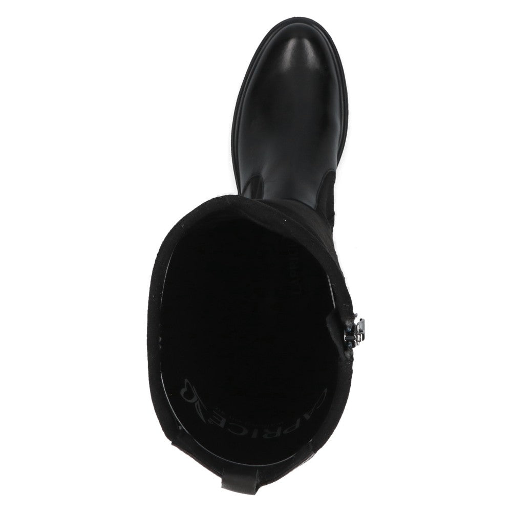 Black knee-high boot on a white background Caprice Knee High Leather Boots 9-26505