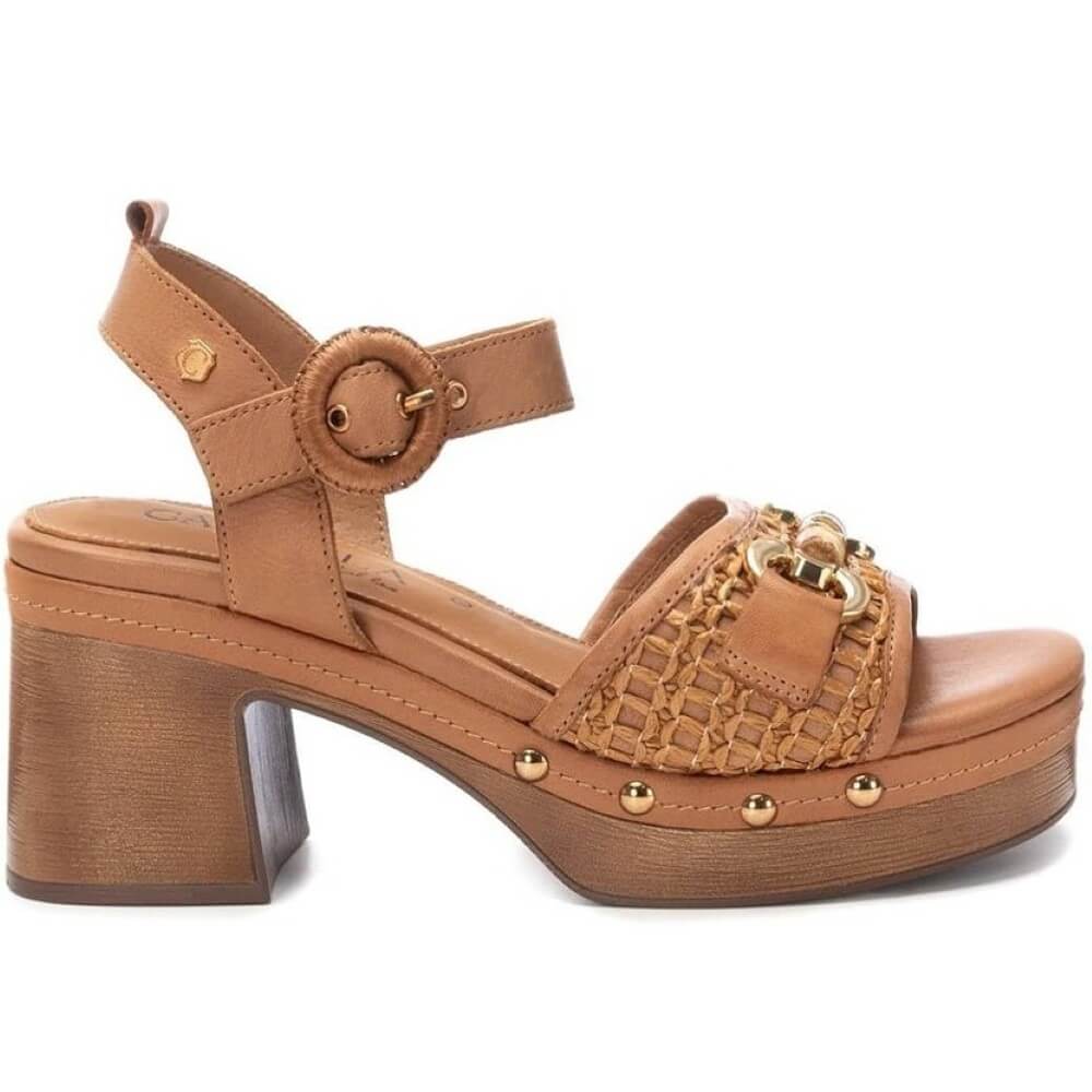 Carmela camel coloured leather Block heel sandal