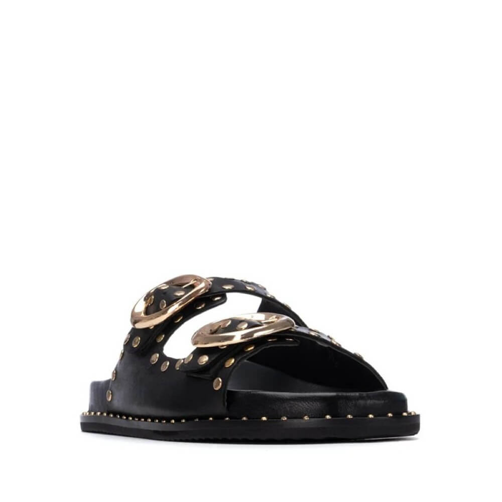 Carmela 163056 Black Leather Sandel with Studs