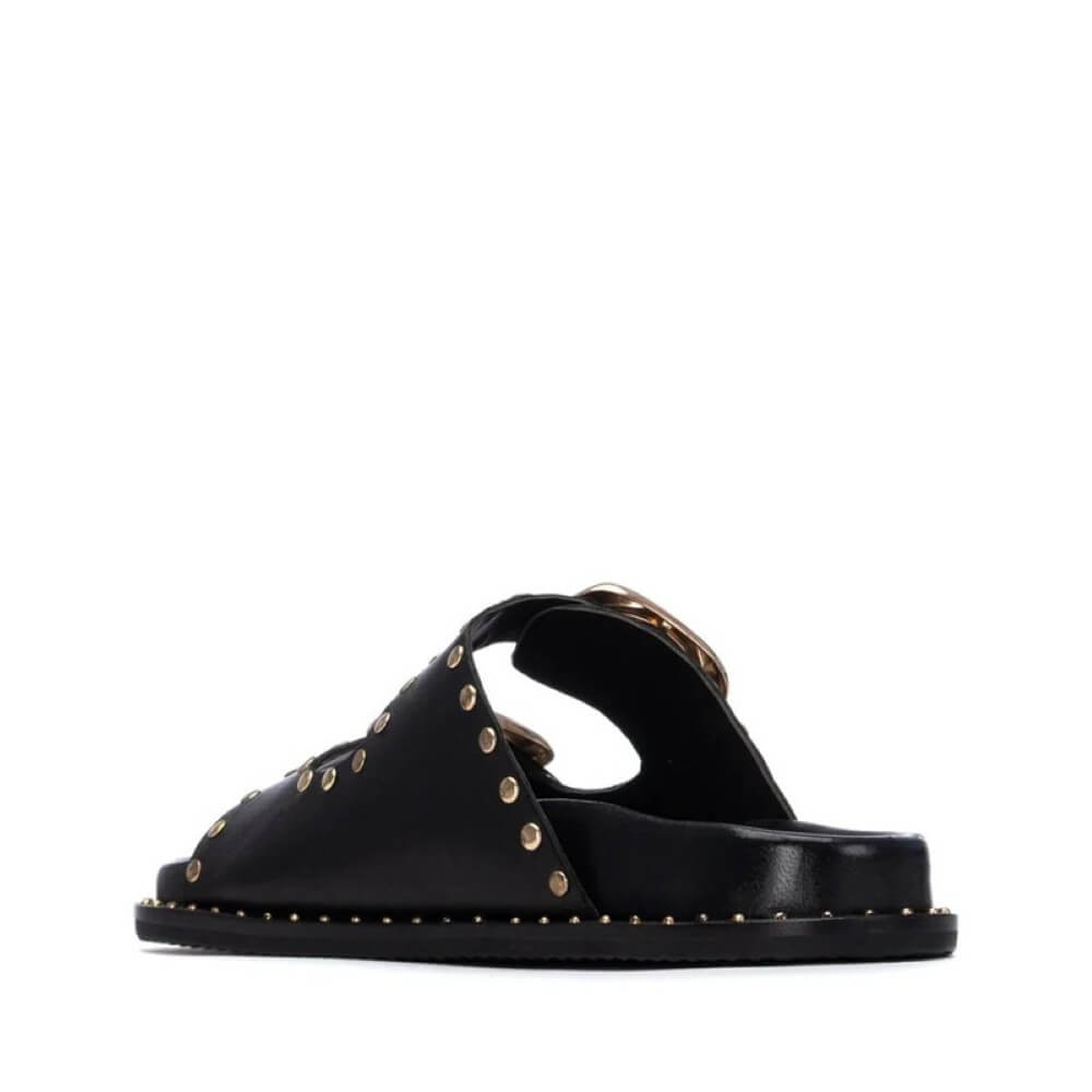 Carmela 163056 Black Leather Sandel with Studs