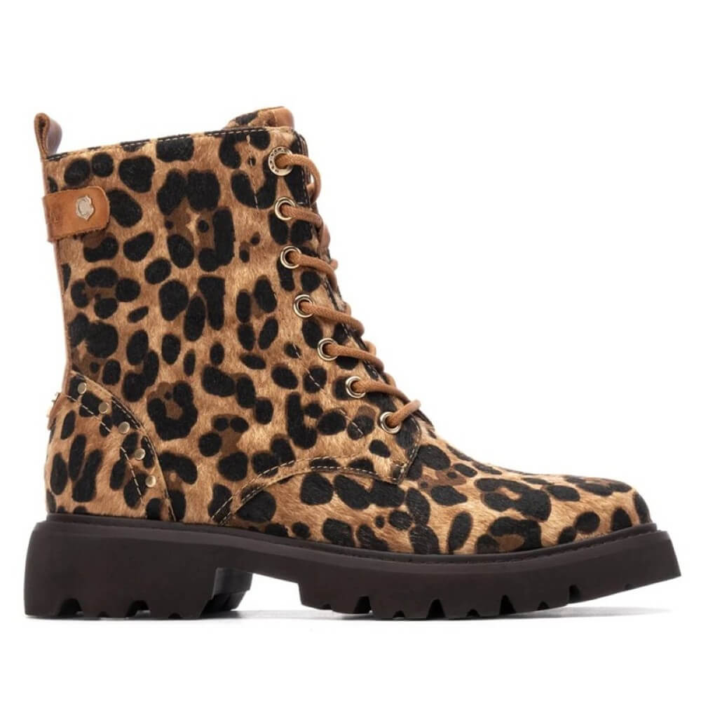 Leopard print boot on a white background Carmela Laced Ankle Boot 162665 Leopard