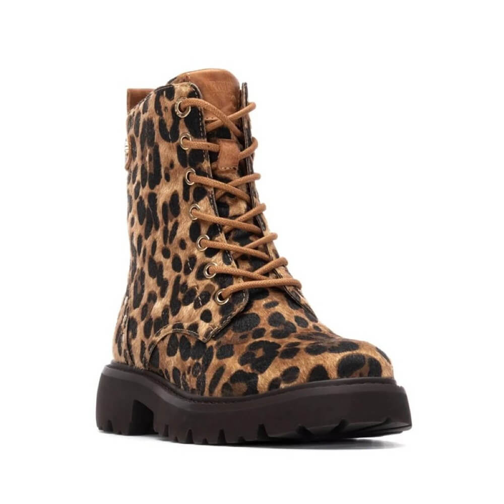 Leopard print boot on a white background Carmela Laced Ankle Boot 162665 Leopard