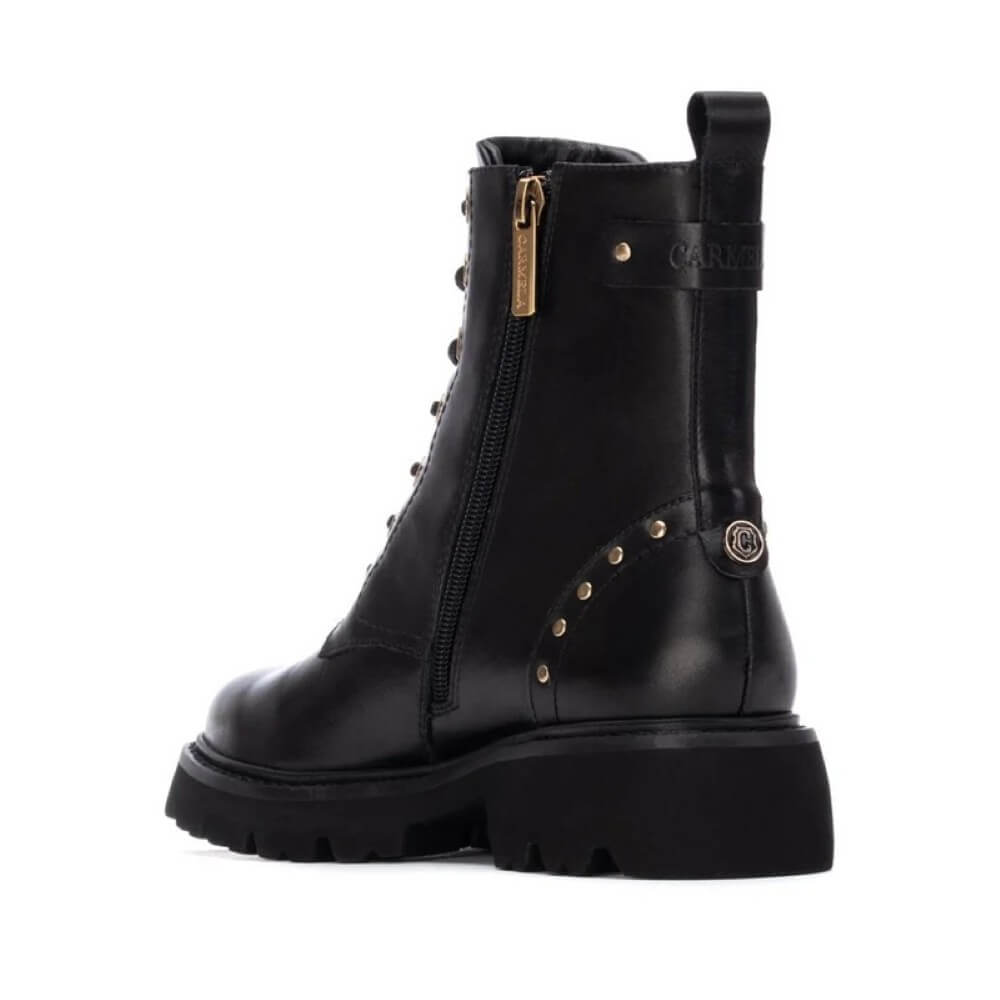 black leather laced ankle boot