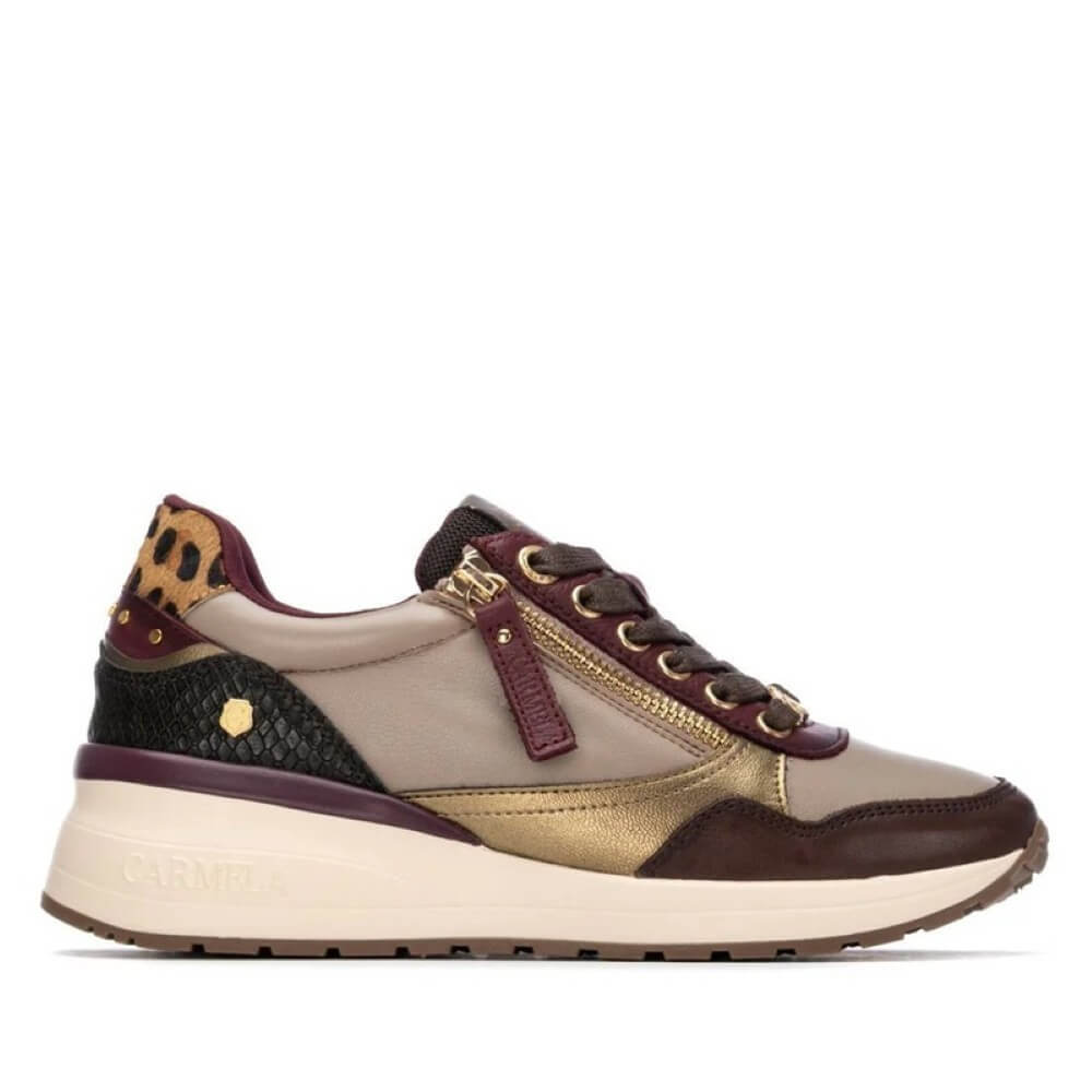 Multi-coloured sneaker with a white background Carmela Leather Trainer 162442-WINE