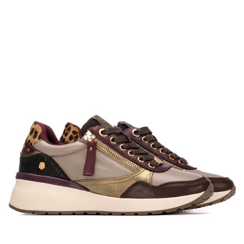 Multi-coloured sneaker with a white background Carmela Leather Trainer 162442-WINE