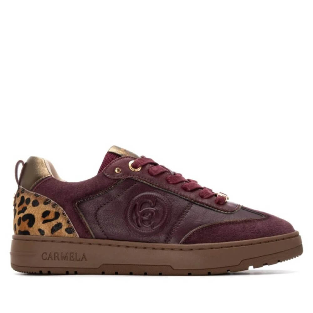 Carmela Leather Trainer 162504 Wine & Leopard