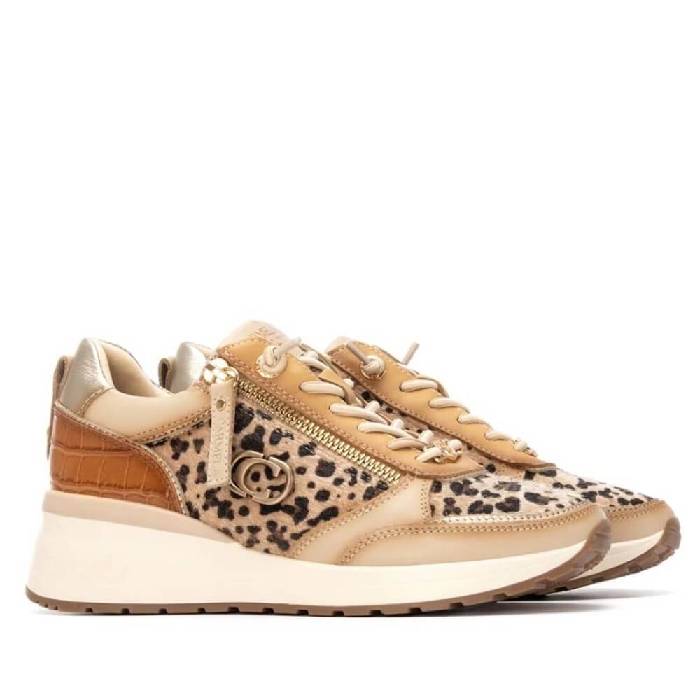 Carmela Leopard Leather Trainers 162653