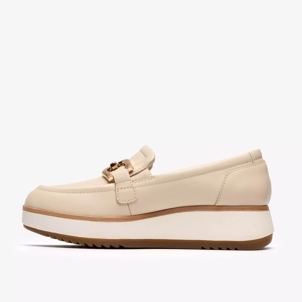 Clarks Beige loafer shoe on a white background
