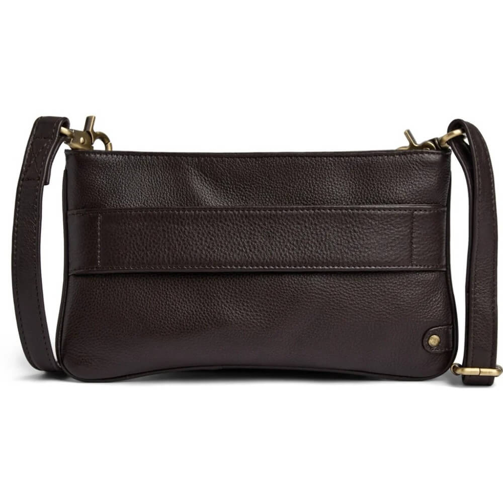 Depeche Brown Leather Clutch bag with a shoulder strap