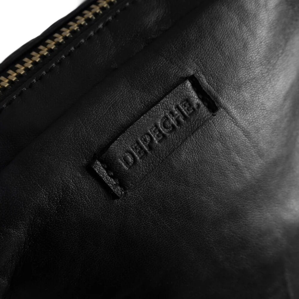 Depeche 15092 Powerfield Crossbody Black Leather Gold Zips